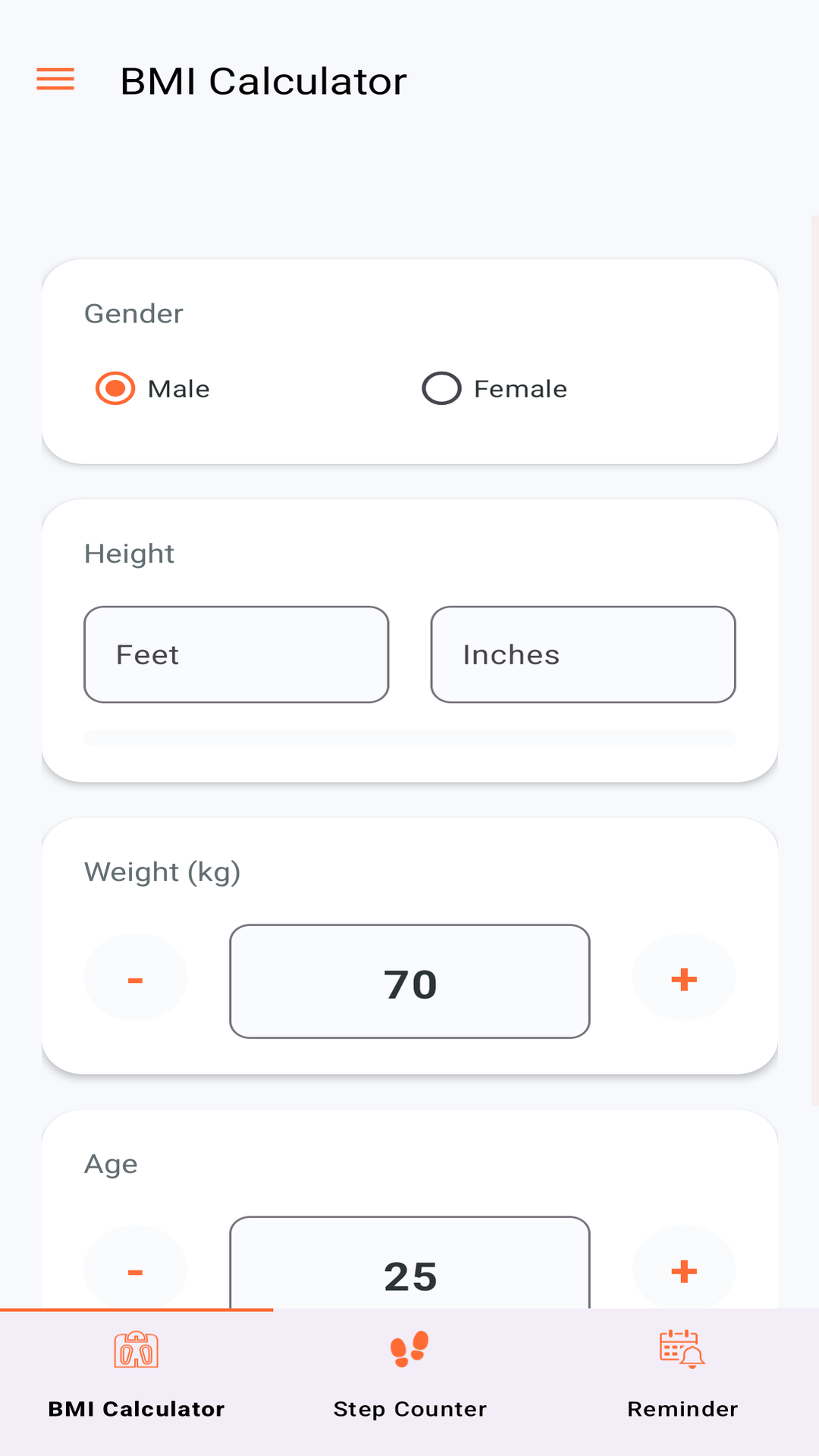 Step Counter history screen